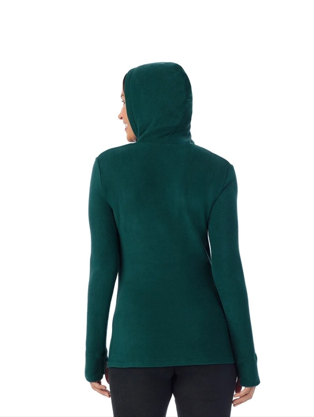 Cuddl Duds Fleecewear Half Zip Hoodie with Stretch Long Sleevel Turquoise XS New - Picture 9 of 10